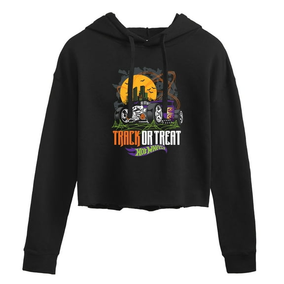 Hot Wheels - Halloween - Trick Or Treat Spider Webs - Juniors Cropped Pullover Hoodie