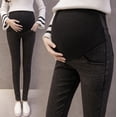 thumbnail image 1 of Pantalones de mujer embarazada elásticos ajustados para pies pequeños, vaqueros negros para mujer embarazada, leggings sin caída, 1 of 2