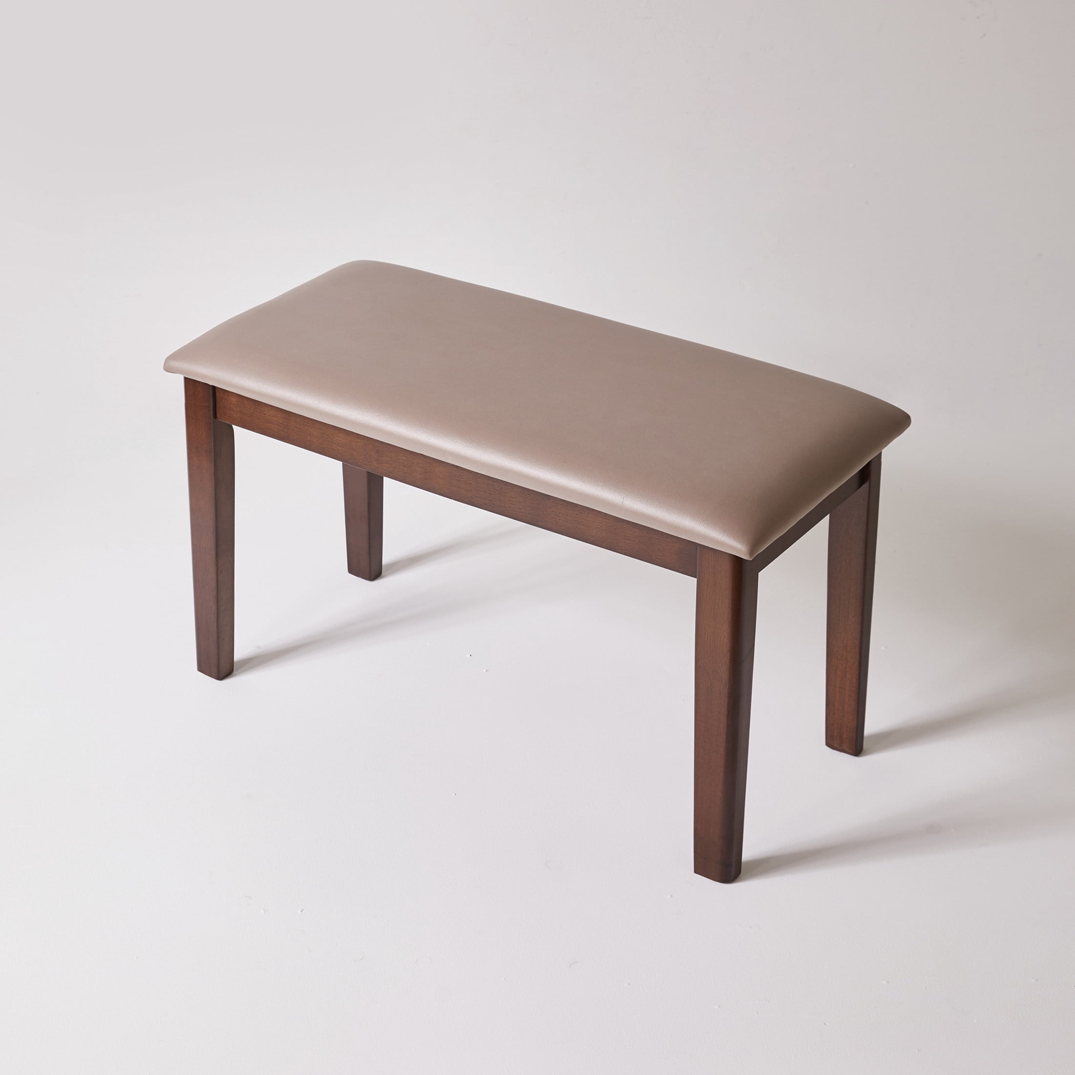 Noble House Caldon Solid Wood Upholstered Bench with Tech Fabric Cushion, Farmhouse Minimalist Design, Brown