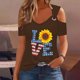 thumbnail image 3 of Tops de Hombro Frío para las Mujeres Día de la Independencia Impreso Fuera Del Hombro Blusa con Cuello en V, Fuera Del Hombro de las Mujeres, 3 of 4