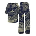 thumbnail image 5 of BWASD Womens Summer Pajama Sets 2 Piecee Plus Size Soft Floral Print Shorts Sleeve Top and Pant Breathable Sleepwear Summer Fashion Leisure Loungewear (Black L), 5 of 6