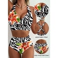 thumbnail image 3 of Eytino Bikinis for Women High Waisted Bathing Suits Two Piece Twist Front Swim Top Lily Print Swimsuits Swimming Color Block Swimwear, 3 of 11