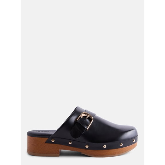 Scenario Women's Studded Faux Leather Platform Clogs