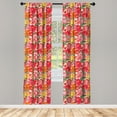 thumbnail image 3 of Ambesonne Flower Curtains, Watercolor Style Floral, Pair of 28"x95", Red and Orange, 3 of 5
