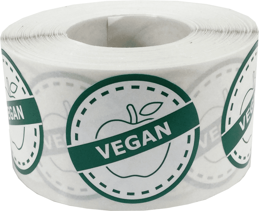 Vegan Food Rotation Labels 1 1/4 Inch Round Circle Dots 500 Adhesive Stickers 