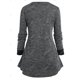 thumbnail image 3 of Camiseta Dos Tonos Botones Tamaño Plus Rosegal Mangas largas de talla grande, 3 of 5