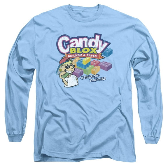Dubble Bubble Candy Blox Long Sleeve Adult 18/1 T-Shirt Carolina Blue