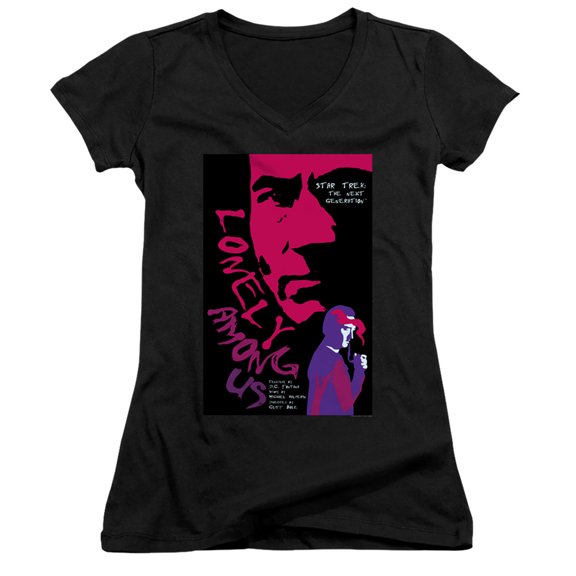 Star Trek Tng Season 1 Episode 7 Junior Women's V-Neck T-Shirt Black