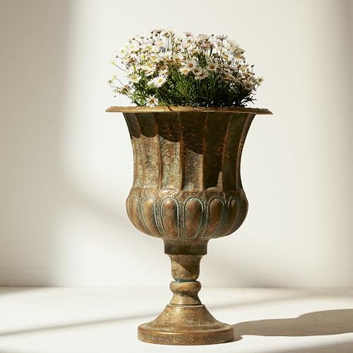 WORTH 24.5" H. Metal Urn Planters 2-Pack - Bronze Classic Antique Iron  Plant Pots - Large Decorative Rustic Flower Pots for Outdoor Use -  Traditional ...