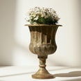 thumbnail image 2 of WORTH 24.5" H. Metal Urn Planters 2-Pack - Bronze Classic Antique Iron Plant Pots - Large Decorative Rustic Flower Pots for Outdoor Use - Traditional Urn Planter for Garden, Patio, Front Porch, 2 of 7