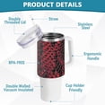 thumbnail image 4 of SKYSONIC Insulated Tumblers with Lids and Straws Handles 40oz Water Bottle Red Black Snake Skin Print Travel Mug Reusable Stainless Steel Thermos Vacuum, 4 of 7