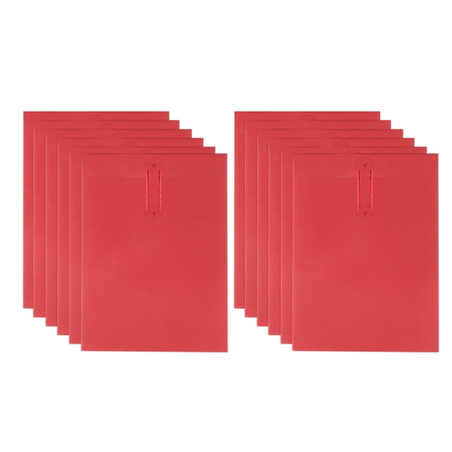 REGALWOVEN Kraft Paper Envelope with String Tie Closure Red 11.7x8.3 Inch