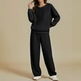 thumbnail image 2 of 2 Piece Lounge Set Women Oversized Sweater Vintage Cable Knit Long Sleeve Women Heavy Crewneck Pullover Pants Set Soft Sweatshirts and Pants Set Cozy Casual Loose Workout Two Piece Set, 2 of 9