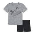 thumbnail image 1 of Under Armour boys Sleeve Tee Set, Lightweight Breathable T Shirt and Short Set, Steel, 6 US, 1 of 3