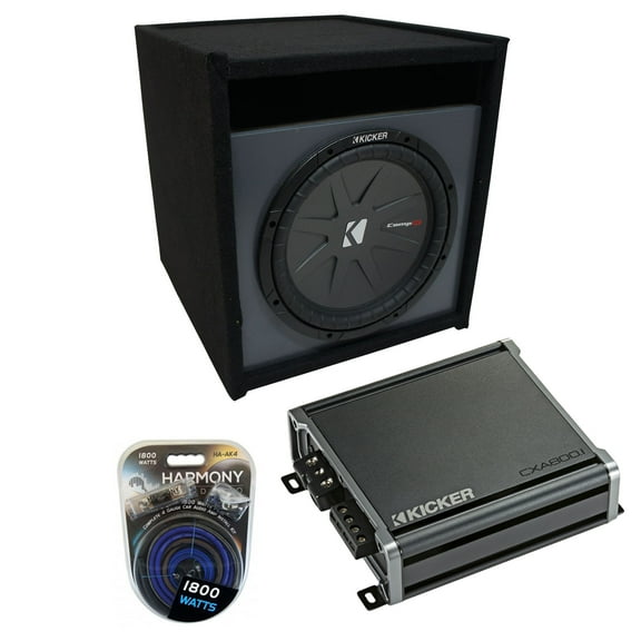 Universal Car Stereo Paintable Ported 15" Kicker CompR CWR15 Sub Box & CXA800.1
