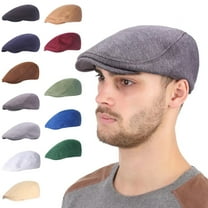 Men's Classic Newsboy Cap - Cotton Stretch Fit Flat Cap with Adjustable Back, Vintage Cabbie Driving Hat for Casual, Golf, Outdoor (One Size Fits Most)