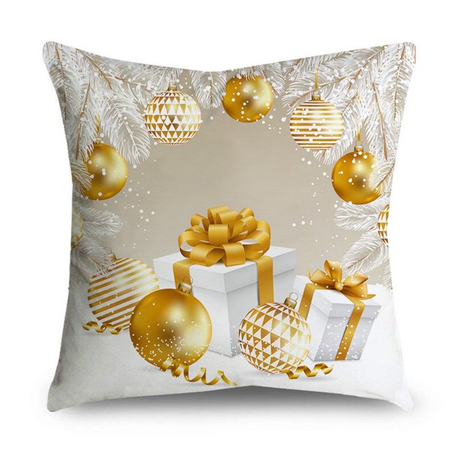 Fundas de almohada doradas brillantes de copos de nieve para sofá, decoración del hogar, Feliz Navidad, 40 cm, 45 cm, 50cm