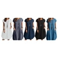 thumbnail image 1 of serony Robe Polyester Femme Sans Manches Ample Col Rond Pull Remplacement Décontracté Respirant Mode Robes Filles Vêtements Gris m, 1 of 5