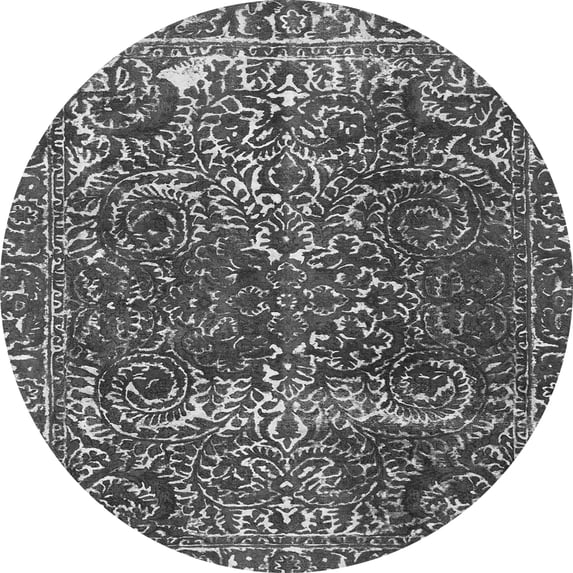 Ahgly Company Indoor Round Abstract Gray Modern Area Rugs, 4' Round