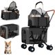 thumbnail image 1 of carriola doble para mascotas para perros y gos pequeños, carriola plegable 4 en 1 con 2 portadores desmontables, ruedas con cerradura y cinturones de seguridad, ideal para casas de múltiples, 1 of 5
