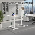 thumbnail image 3 of Mobile Small Standing Desk with Hidden Wheels, Pneumatic Laptop Desk, Rolling Computer Cart Movable, Portable Rolling Computer Sit Stand Side Table for Couch, Home, Office, White, 3 of 7