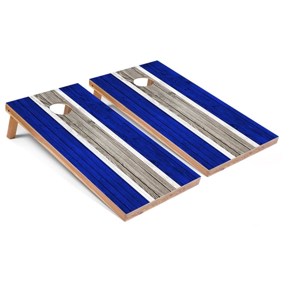 Skip's Garage | Royal Striped Cornhole Boards | Includes (2) Boards, (8) Bags & Optional Accessories