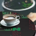 thumbnail image 3 of Ambesonne Emoji Fitted Round Tablecloth, On Off Button Faces Print Art, 36"- 40" Diameter, Sea Green Dark Coral, 3 of 5