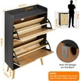 thumbnail image 2 of Hidden Shoe Storage Cabinet with 2 Flip Rattan Drawers & Anti Tip Design – Slim Shoe Organizer for Entryway, Foyer, Hallway, Holds 12 15 Pairs, MDF Frame, 2 of 7