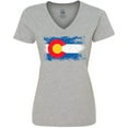 thumbnail image 3 of Inktastic Colorado Flag Distressed Look Women's V-Neck T-Shirt, 3 of 5