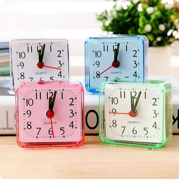 Square Small Bed Alarm Clock Transparent Case Case Square Bed Alarm Clock Mini Compact Travel Clock Mini Children Student Desk Watch
