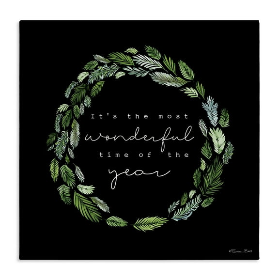 Stupell Industries Minimal Holiday Wreath Holiday Painting Gallery Wrapped Canvas Art Prints Wall Art, 17 x 17