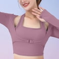 thumbnail image 5 of IROINNID Reduced Dry Fit Shirt Women Long Sleeve Gym Clothes for Women Sports Running Training Cover Hanging Neck Slimming Chest With Chest Pad Removable Shock Proof Yoga Clothing,Purple, 5 of 6