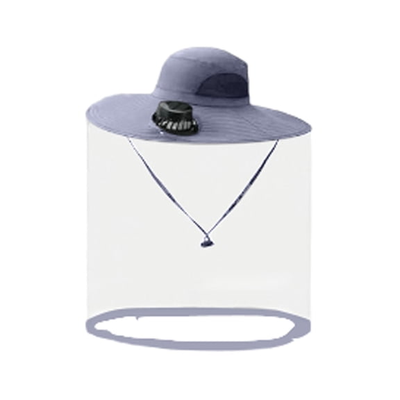 Solar Fan Hat with Wide Brim and Mosquito Net, Outdoor Sun Hat for Fishing Hiking Gardening, USB Solar Charging Built-in Fan, Ultralight Bucket Hat for Men Women, Cooling Cap for Hot Weather