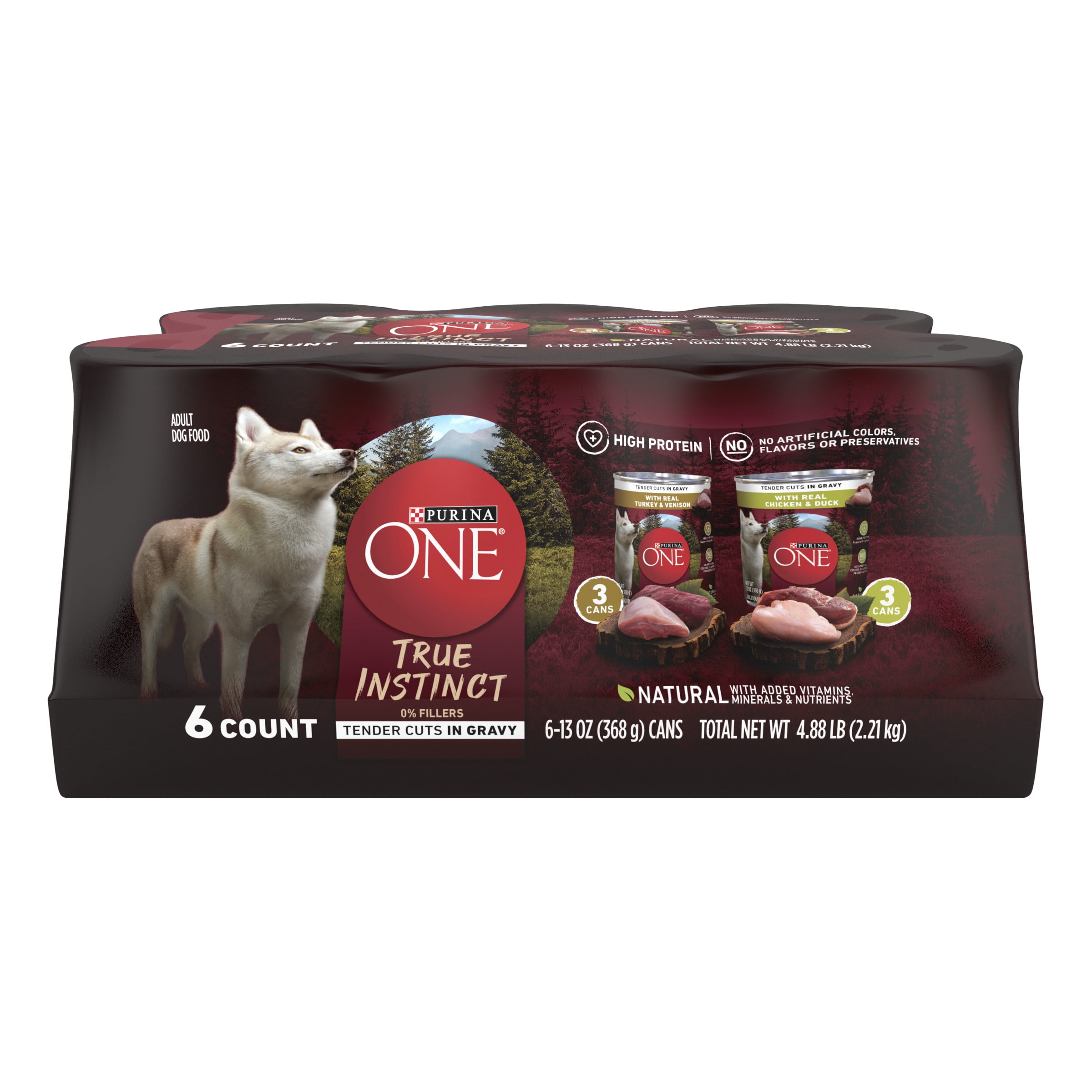 Purina One True Instinct Wet Dog Food Variety Pack High Protein, 13 oz Cans (6 Pack)