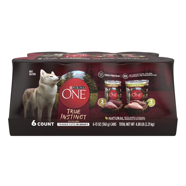 Purina One True Instinct Wet Dog Food Variety Pack High Protein, 13 oz