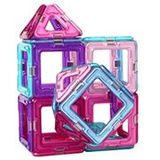 Magformers Inspire Clear 30 Pieces, Pink and Purple, Magnetic Geometric tiles STEM Toy Ages 3+