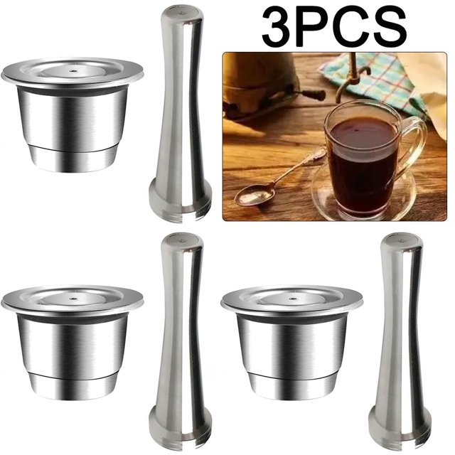 Likrtyny Cápsula Recargable Acero Inoxidable Reutilizable 3 Piezas + Manipulación para Nespresso (B)