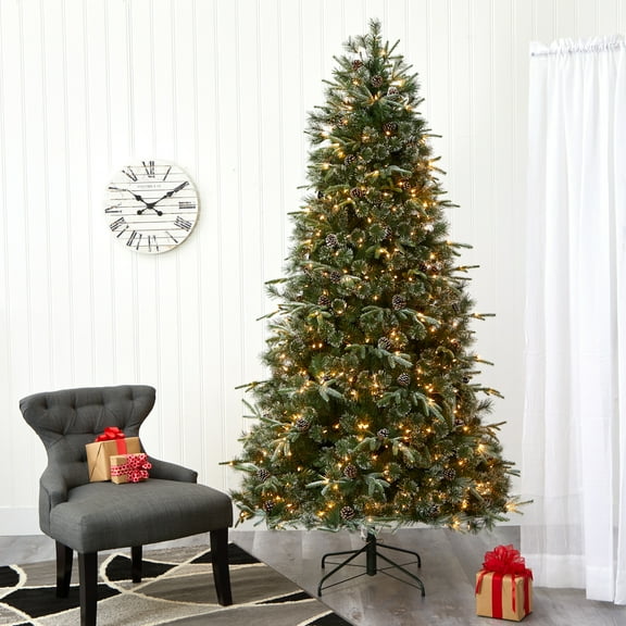 Nearly Natural 7.5ft Snowed Tipped Clermont Mixed Pine Christmas Tree