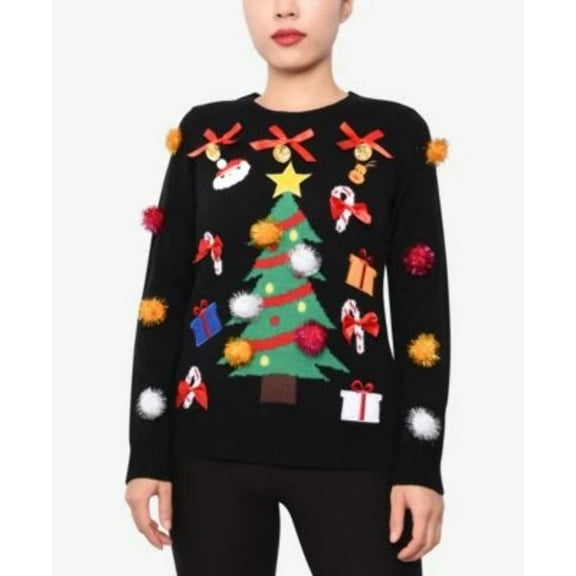 Planet Gold Juniors' Embellished Christmas Sweater M