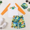 thumbnail image 2 of Gerichy Toddler Baby Boys Rash Guard Swimsuit Set Long Sleeve Dinosaur Print Bathing Suit Swimwear with Swim Cap 2T-14T,Orange, 2 of 7
