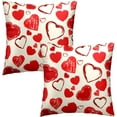 thumbnail image 2 of Valentines Day Throw Pillow Covers 18x18 Set of 2, Cute Love Hearts Doodle Holiday Decorative Pillowcases Square Cushion Cover for Couch Sofa Anniversary Wedding Gifts and Decor, 2 of 4