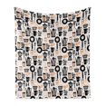 thumbnail image 1 of Retro Soft Flannel Fleece Throw Blanket, Old School Vintage Kitchen Utensils and Oranges and Eggs, Cozy Plush for Indoor and Outdoor Use, 60" x 80", Charcoal Grey Pale Peach, by Ambesonne, 1 of 6