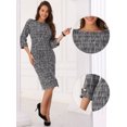 thumbnail image 2 of DARING DIVA Tweed Fall Elegant Boat Neck 3/4 Sleeve Dress M Black, 2 of 6