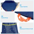 thumbnail image 3 of Uxcell Drawstring Backpack Bags Drawstring Gym Bags with W Zipper Side Pocket for Women Men Navy Blue, 3 of 5