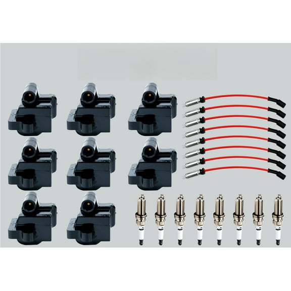 8X Square  Ignition Coil & Spark Plug & Wire For Chevy GMC 4.8/5.3/6.0L UF271