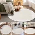 thumbnail image 6 of Cream Greek Key Large Area Rugs for Bedroom Living Room, Soft Non Slip Carpet Bedside Rug, Geometric Greece Ancient Farmhouse Geo Round Floor Cover Kitchen Accent Rug 3.3' for Dining Room/Office, 6 of 9