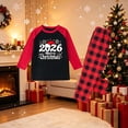 thumbnail image 3 of Rrxhxhs 2026 Merry Christmas Matching Pajamas Set Plaid Crew Neck Raglan Sleeve Sleepwear Long-Sleeve Plaid Pants Set, 3 of 7