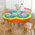 thumbnail image 3 of Colorful Tie Dye Pattern Round Fitted Tablecloth with Elastic Edge,Dining Table Cover Waterproof,Outdoor Round Tablecloth for Camping,Dining,Indoor and Outdoor, 3 of 7