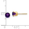 thumbnail image 2 of 14K Yellow Gold 5mm Amethyst Earrings - February, 2 of 2