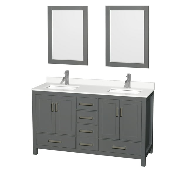 Wyndham Collection Wcs141460d-Qtz-Unsm24 Sheffield 60" Free Standing Double Basin Vanity